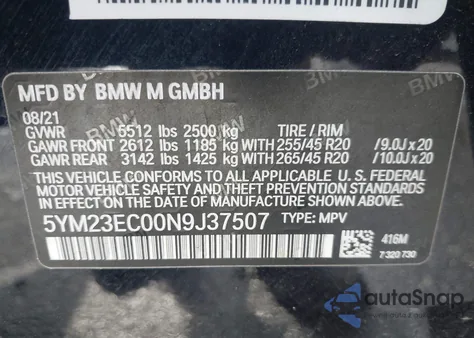 2022 BMW X4 M z USA, uszkodzony, nr VIN 5YM23EC00N9J37507